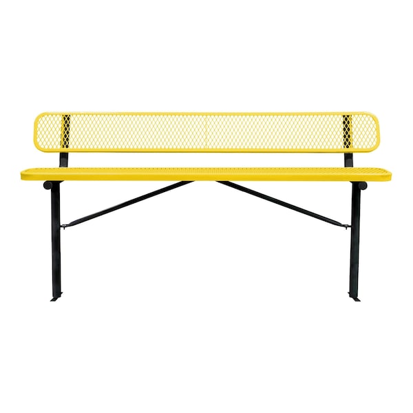 Bench/Back, Ingroud Mount, 8ft., Yellow