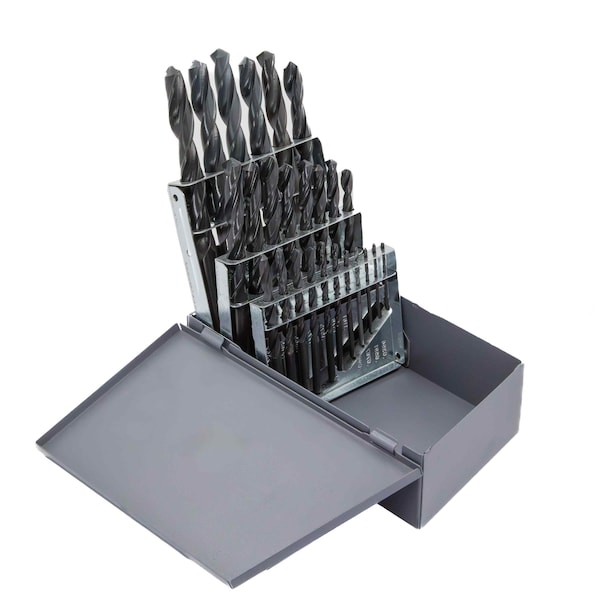 25 Piece HSS Black Oxide Jobber Length Drill Bit Set, D/AN, 1.00mm - 13.00mm