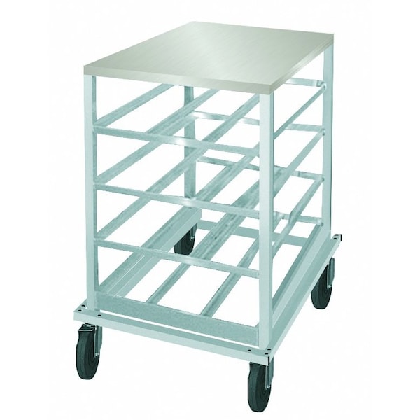 Can Rack low-profile mobile design , stainless steel top , sloped glides for automatic can retrieval