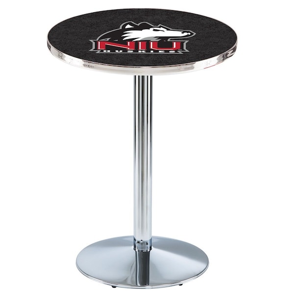 36" Chrome Northern Illinois Pub Table, 36" dia. Top