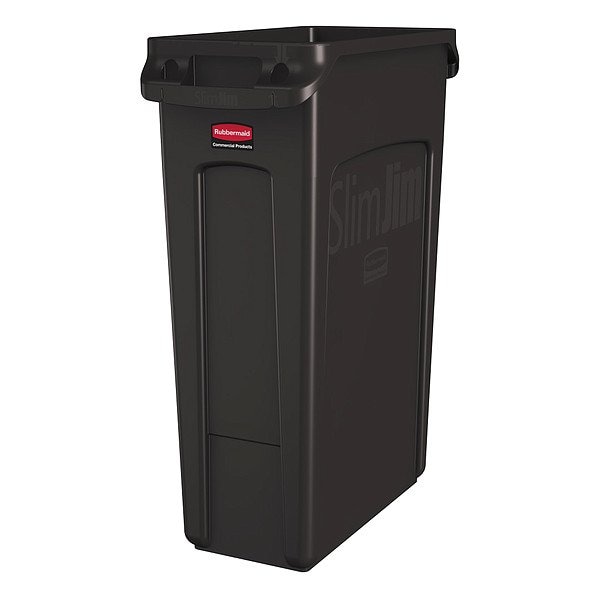 Slim Jim 23 gal Rectangular Slim-Profile Plastic Can, Brown, None, Plastic, 11 in