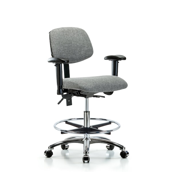Chair, Fab, Med Bench, Chr AA CF Cast, Gry, 6-Way Adjustable, 22" to 29" Height, Gray