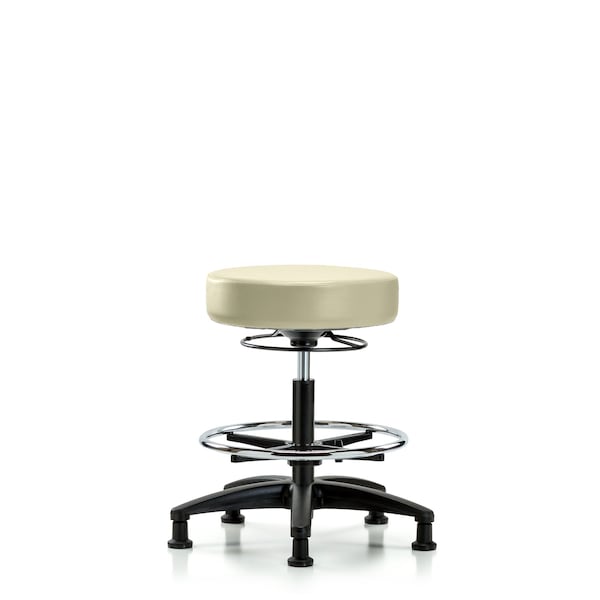 Bench Stool, Med, Vinyl, CF, Glides, Wht