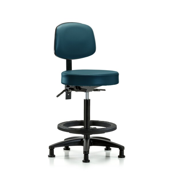 Vinyl Stool, Back, High Bench, Tilt, Foot Ring, Glides, Royal
