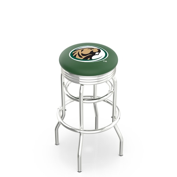 25" Chrome 2-Ring Bemidji State Swivel Bar Stool, Accent Ring