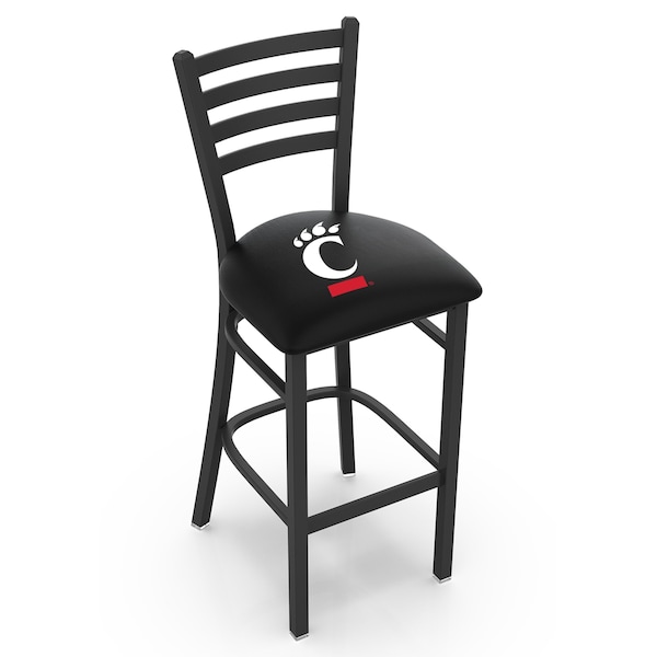 25" Blk Wrinkle Cincinnati Stationary Counter Stool, Ladder Back
