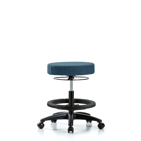 Bench Stool, Med, Fabric, BF, Casters, Blu
