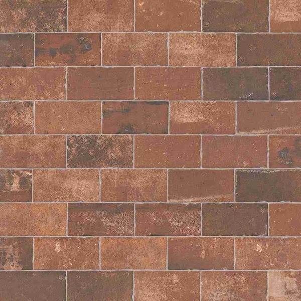 Capella Red Brick 5 In. X 10 In. Glazed Porcelain Floor And Wall Tile, 16PK