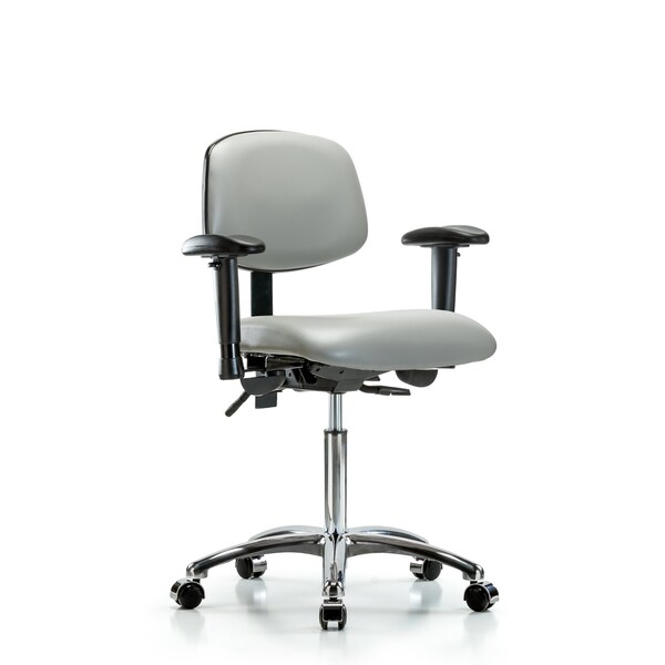 Chair, Vinyl, Med Bench, Chr AA Casters, Dov, 6-Way Adjustable, 22" to 29" Height, Dove