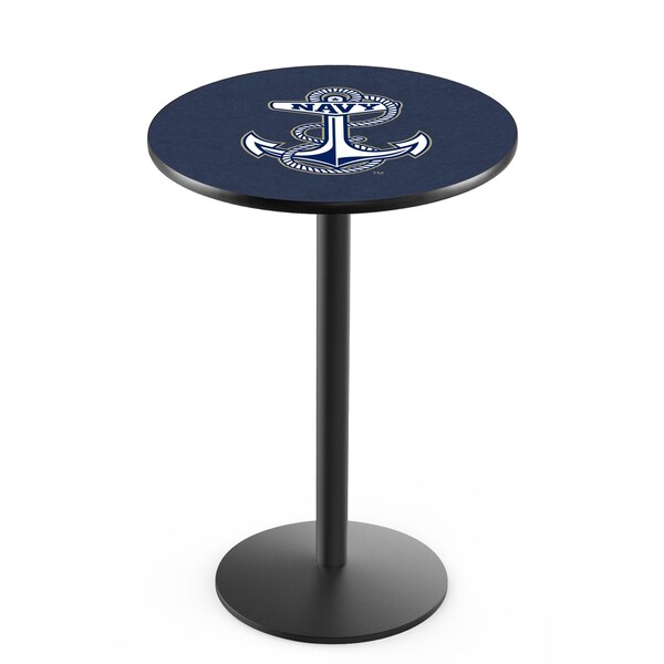 42" Blk Wrinkle US Naval Academy NAVY Pub Table, 36" dia. Top