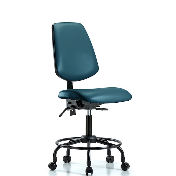 Vinyl Chair, Desk, Round Tube Base, Med Back, Tilt, Casters, Royal