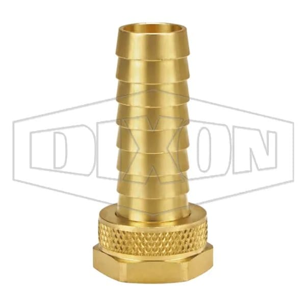 Long Shank Garden Hose Thread Female Swivel with Swivel Nut, 3/4-11-1/2 x 3/4 in Nominal, Brass, Dom