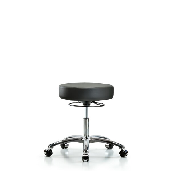 Vinyl Stool, Chrome, Desk, Casters, Carbon