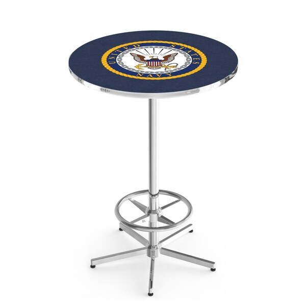 42" Chrome U.S. Navy Pub Table, 36" dia. Top