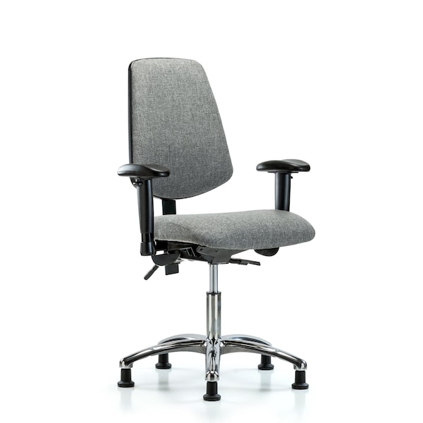 Desk Chair Fab Desk Chair, Med, Bk, Glds, Gry, Adjustable Arms, 19" to 24" Height, Fabric, Grey