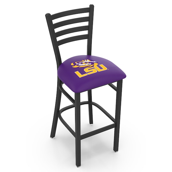 25" Blk Wrinkle Louisiana State Stationary Counter Stool, Ladder Back