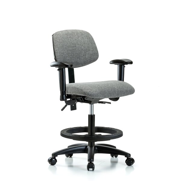 Chair, Fab, Med Bench, Tilt AA BF Cast, Gry, 6-Way Adjustable, 22" to 29" Height, Gray