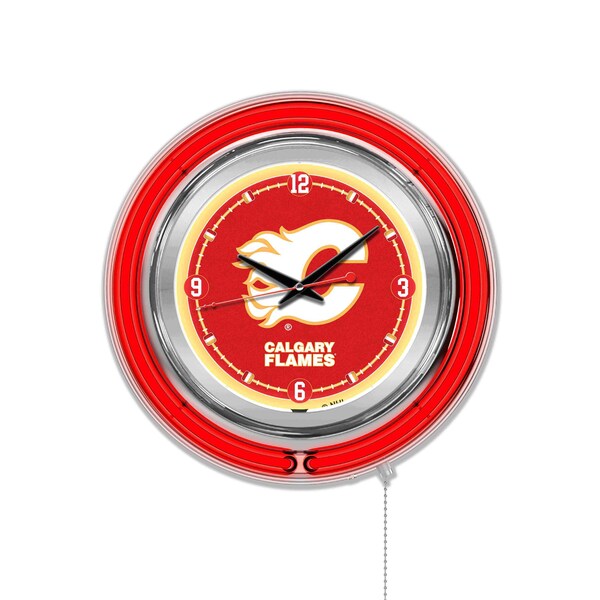 Calgary Flames Double Neon 15" Clock, NHL