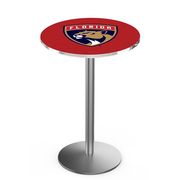 42" Stainless Steel Florida Panthers Pub Table, 36" dia. Top