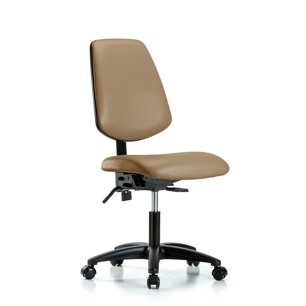 Desk Chair No Arms, 18" to 23" Height, Vinyl, Taupe