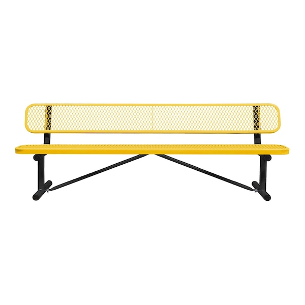 Portable, Bench with Back, 8ft., Yellow