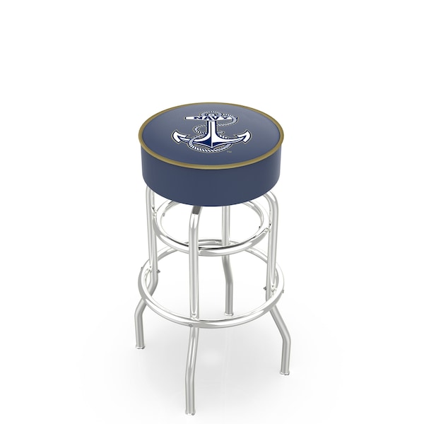 25" US Naval Academy NAVY Cushion Seat, 2-Ring Chrome Swivel Bar Stool