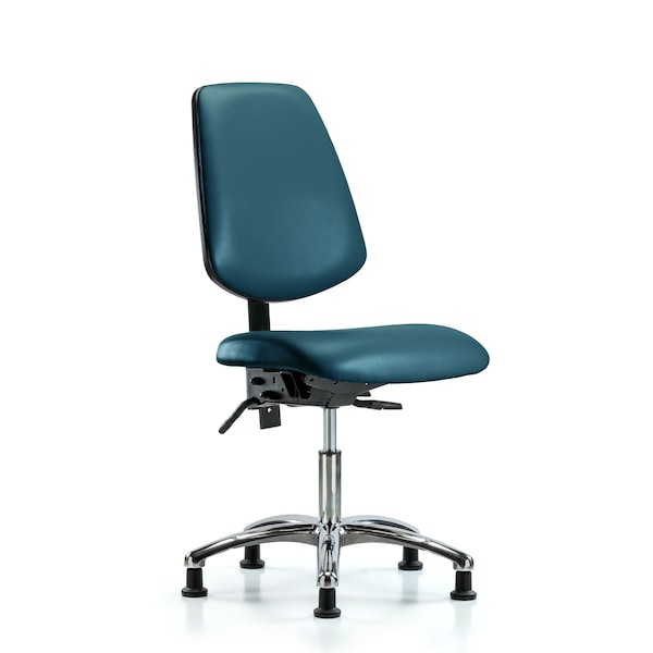 Vinyl Chair Chrome, Desk, Med Back, Tilt, Glides, Royal