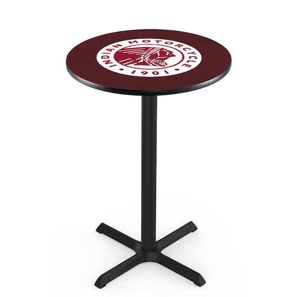 42" Blk Wrinkle Indian Motorcycle Pub Table, 36" dia. Top