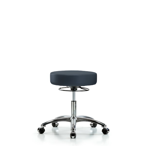 Desk Stool, Vinyl, Chrome, Casters, Nav