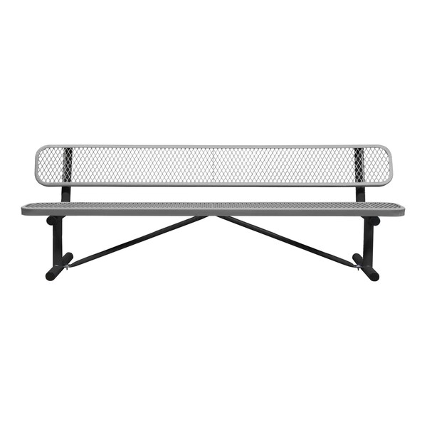 Portable, Bench with Back, 8ft., Gray
