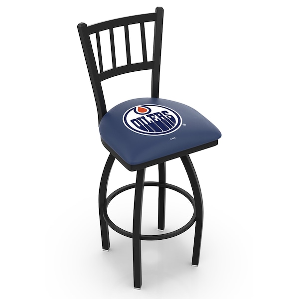 25" Blk Wrinkle Edmonton Oilers Swivel Bar Stool, Jailhouse Back