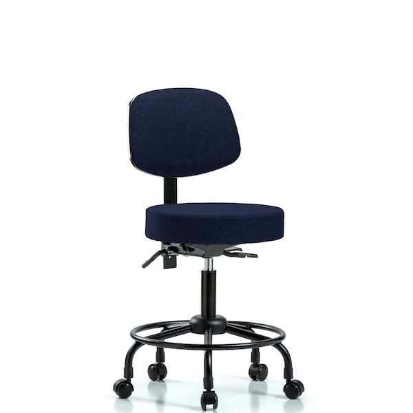 Desk Stool, Fab, Bk, RT, Tilt, Casters, Nav
