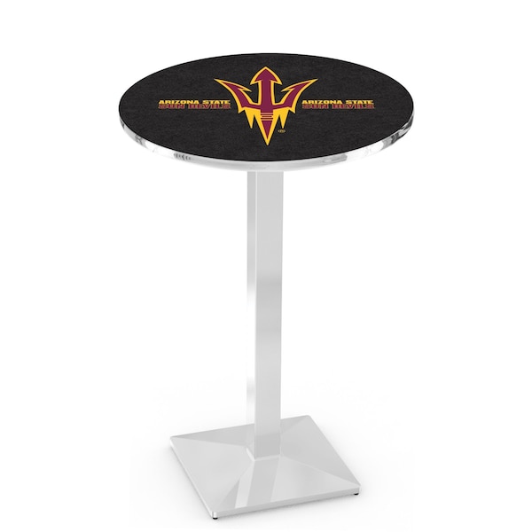 42" Chrome Arizona State Pub Table, Pitchfork, 36" dia. Top