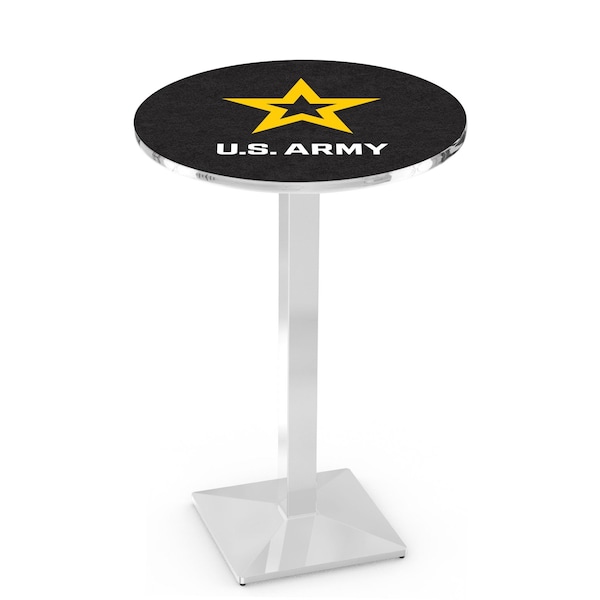 42" Chrome U.S. Army Pub Table, 36" dia. Top