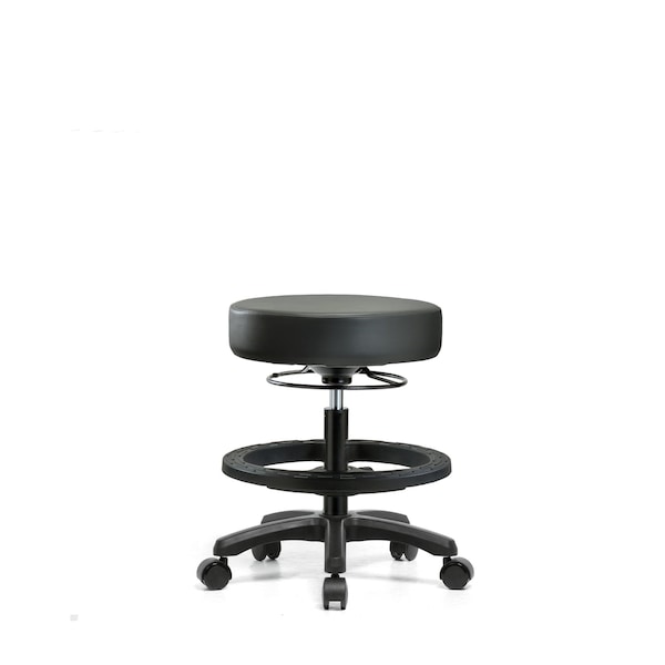 Vinyl Mini-Stool, Med Bench, BF, Casters, Carbon