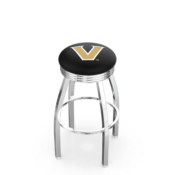 25" Chrome Vanderbilt Swivel Bar Stool, Accent Ring