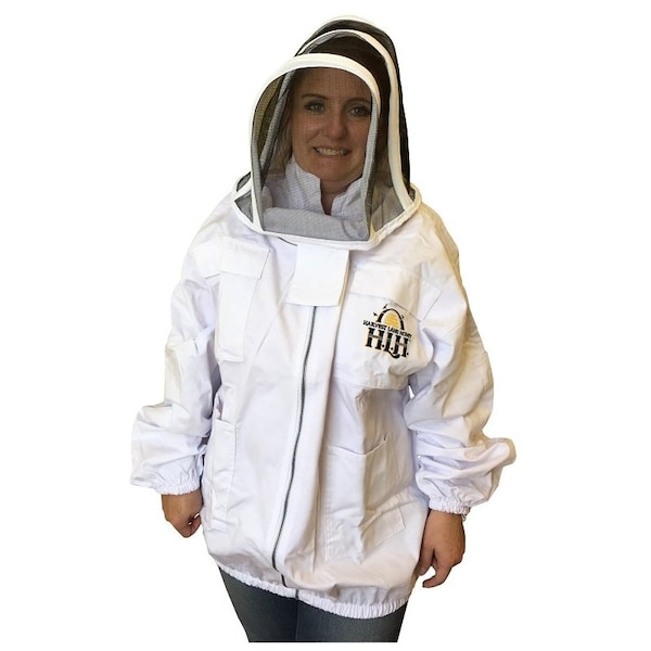 HARVEST LANE HONEY CLOTHSJM-102 Beekeeper Jackets with Protective Hood, M, Polycotton, White