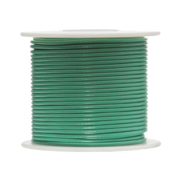 26 AWG Gauge UL1061 Stranded Hook Up Wire, 300V, 0039 Diameter, Green, 100 ft Length