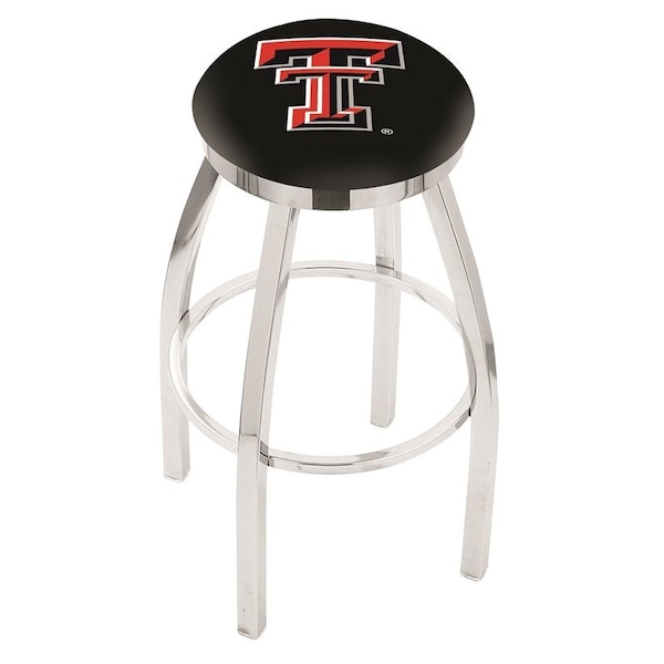 25" Chrome Texas Tech Swivel Bar Stool, Accent Ring