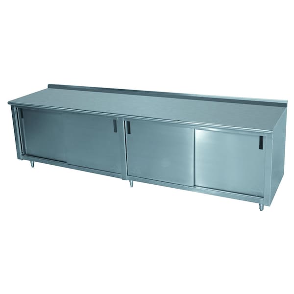 Work Table 96 in.W x 36 in.D cabinet base with mid-shelf & sliding doors