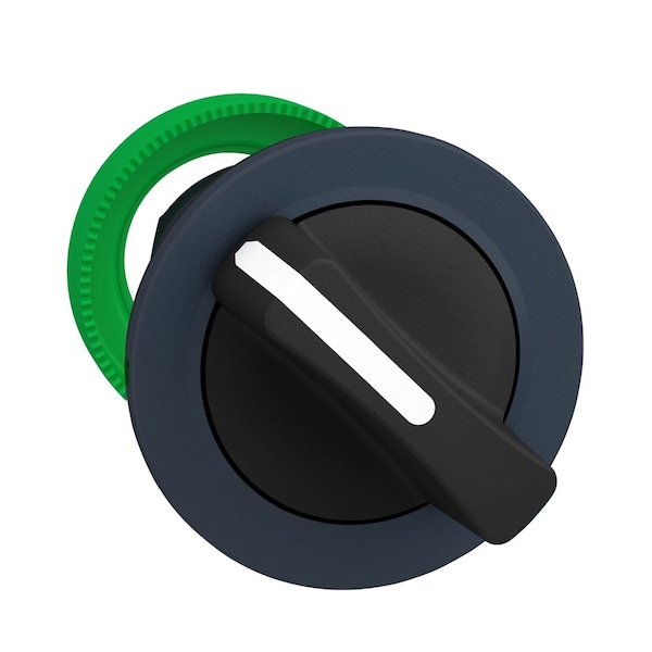 Antimicrobial Flush mounted selector switch head, Harmony XB5, plastic, black, 30mm, 2 positions, spring return right to left