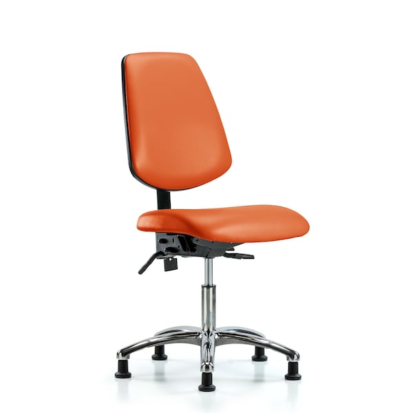 Desk Chair Desk Chair, Vinyl, Med, Bk, Chrm, Glds, Org, No Arms, 18" to 23" Height, Vinyl, Orange Kist