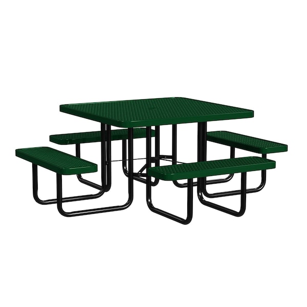 Square Portable Picnic Table, Black/Green, 46 in