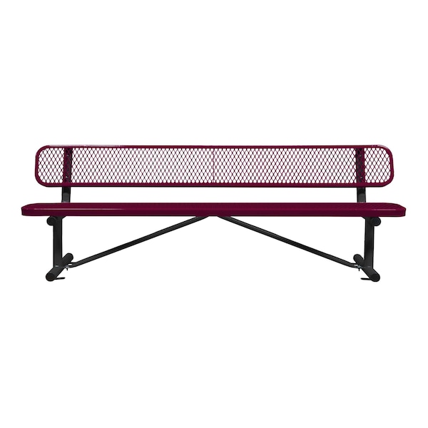 Bench/Back, Surface Mount, 8ft., Burgundy