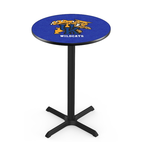42" Blk Wrinkle Kentucky "Wildcat" Pub Table, 36" dia. Top