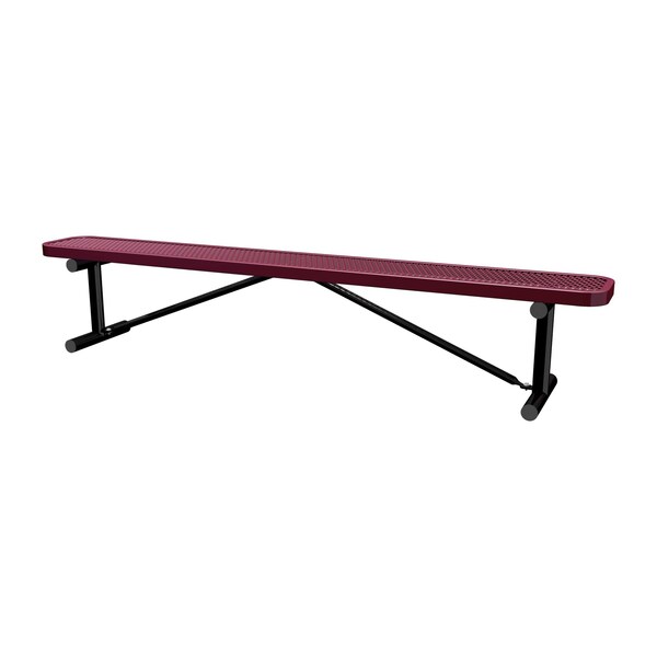 Portable, Bench w/o Back, 8ft., Burgundy