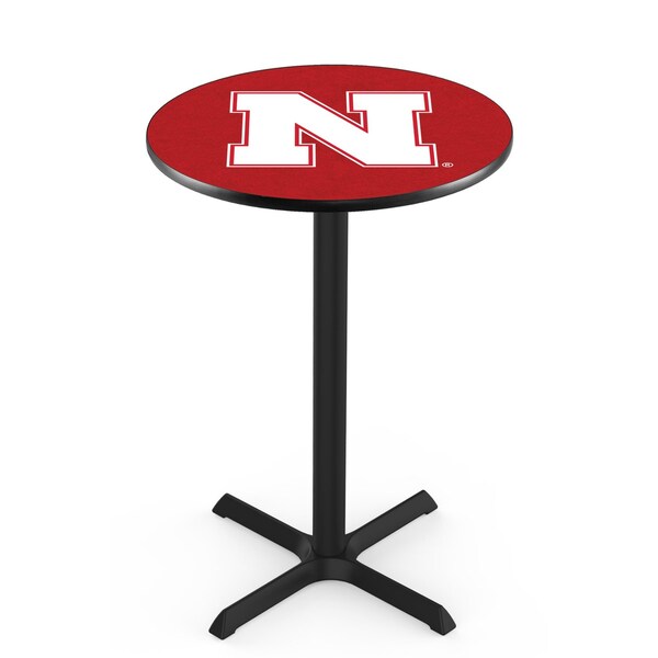 42" Blk Wrinkle Nebraska Pub Table, 36" dia. Top