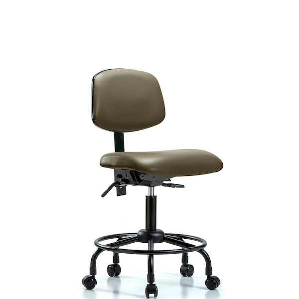 Vinyl Chair, Desk, Round Tube Base, Tilt, Casters, Taupe