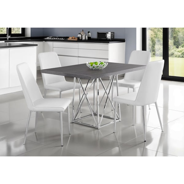Dining Table - 36"X 48" / Grey / Chrome Metal