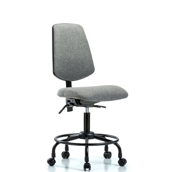 Desk Chair Fab Desk Chair, Med, Bk, RT, Cast, Gry, No Arms, 21" to 26" Height, Fabric, Grey